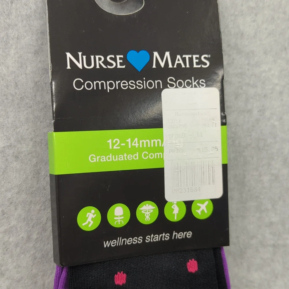 Nurse Mates compression socks 12-14mmHg 9-11 Bright Dot